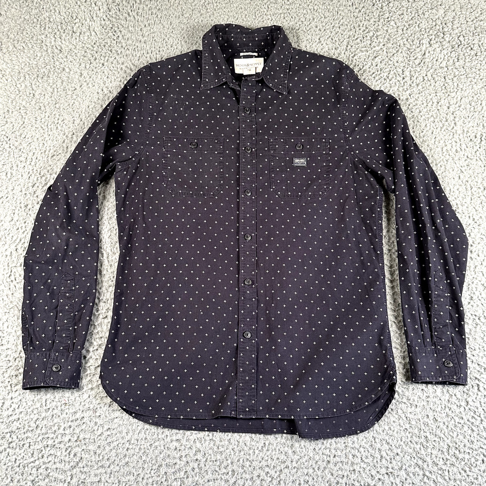 Denim & Supply Shirt Men's Medium Blue Geometric Knit Regular Fit Button Up